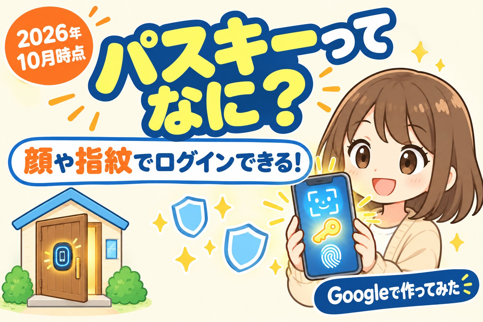パスキーってなに？顔や指紋でログインできるスマホの中のカギのイメージ